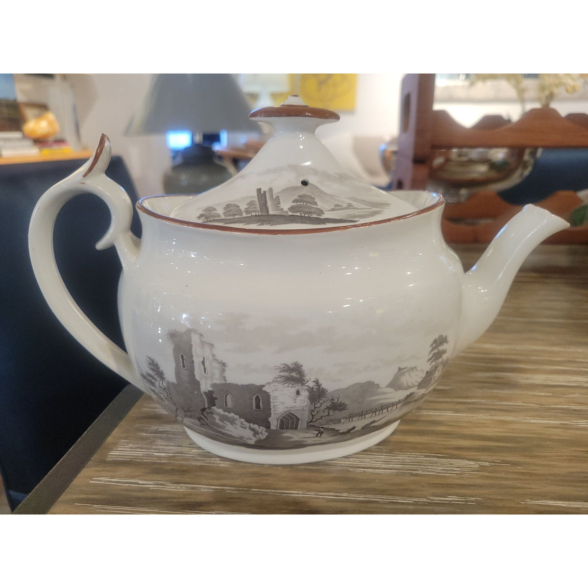 41-Pc 19th C. British Bat-Printed Porcelain Dish Set by Spode w/ Display Stands - colletteconsignment.com