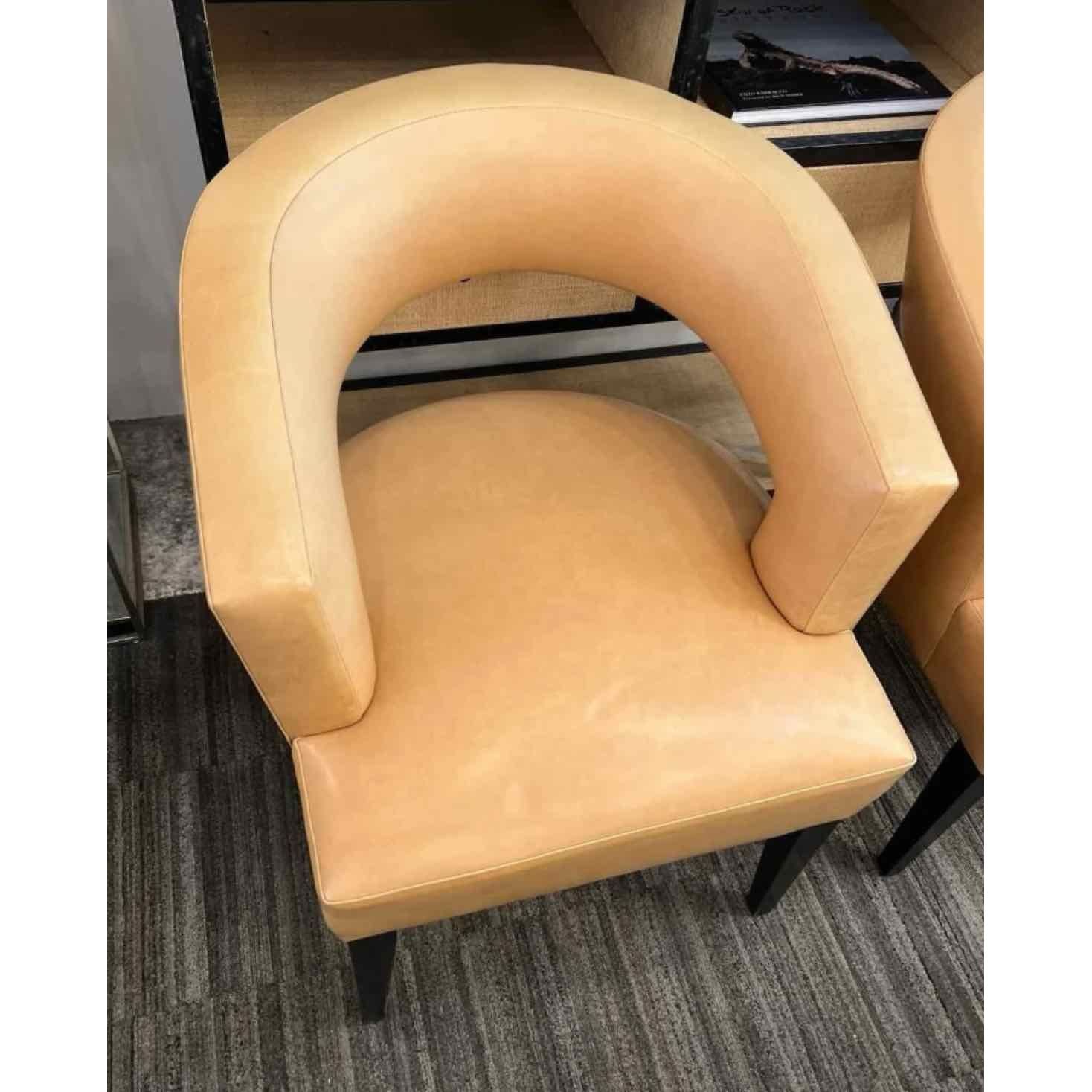 John Boone Curved Back Dining Chair Covered Leather