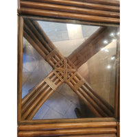 Pencil Reed Rattan Glass Top Side Table