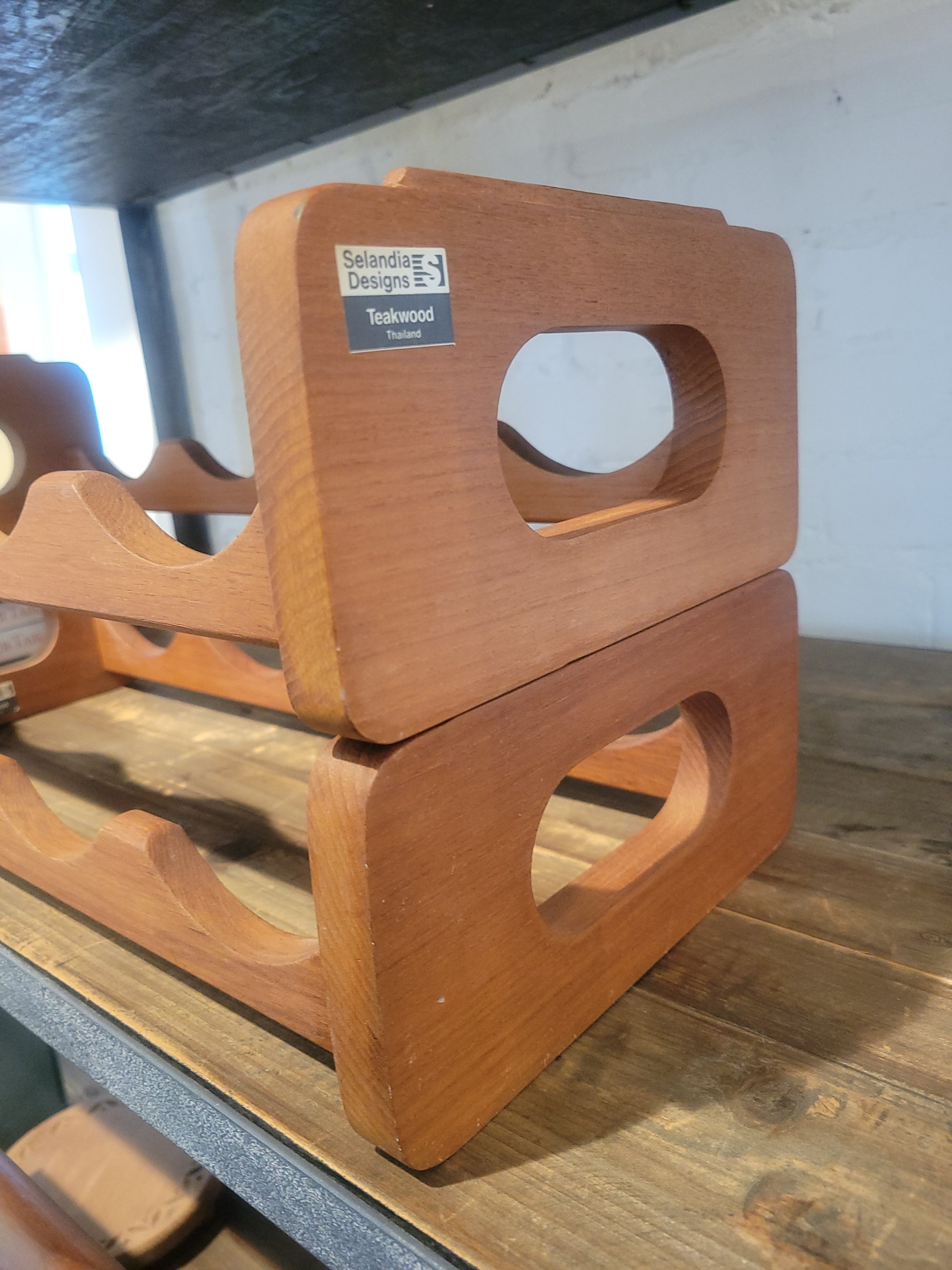 Teak 2-Pc Tabletop Wine Rack for 8 Bottles