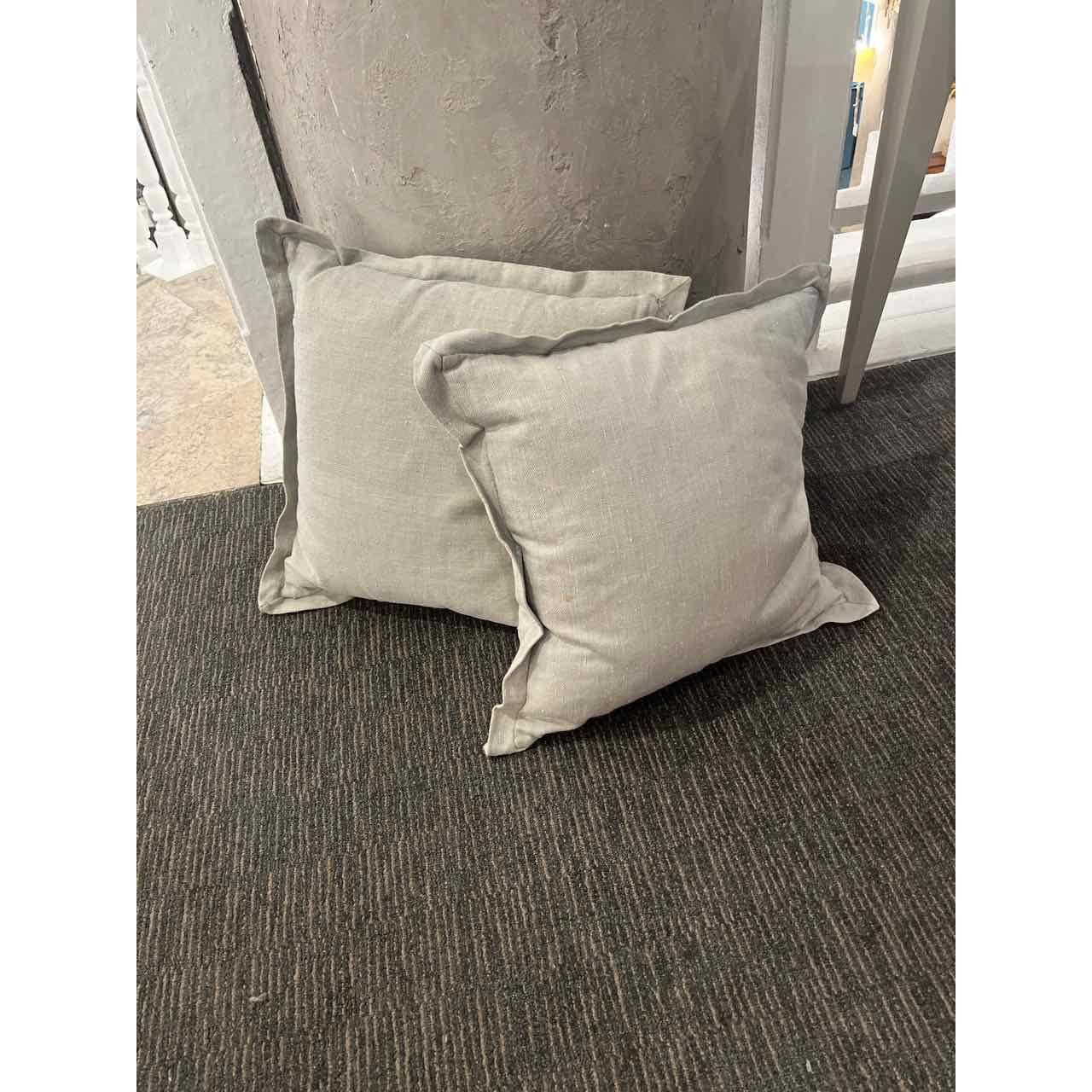Pair of Grey Flanged Pillows w/down and feather fill
