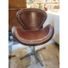 PAIR of Timothy Oulton Devon Style Brown Leather & Steel Swivel Chairs