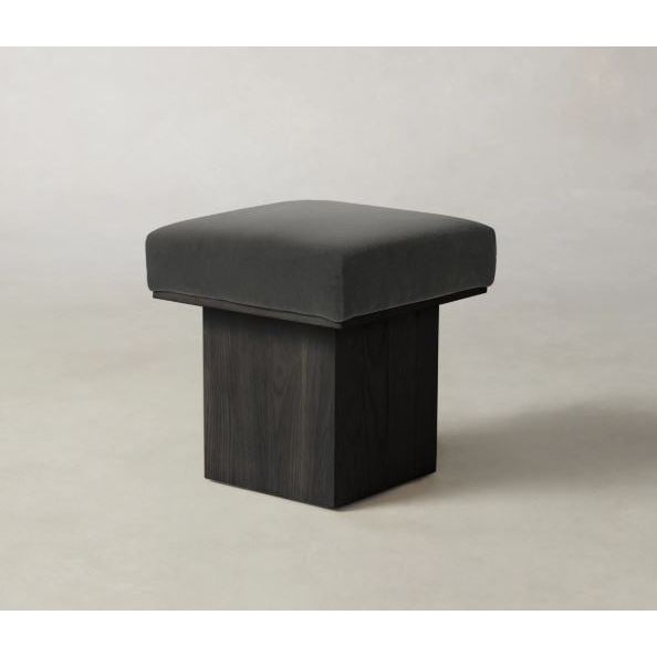 Mulberry Ottoman in Slate Performance Velvet w/ Charcoal Ash Finish