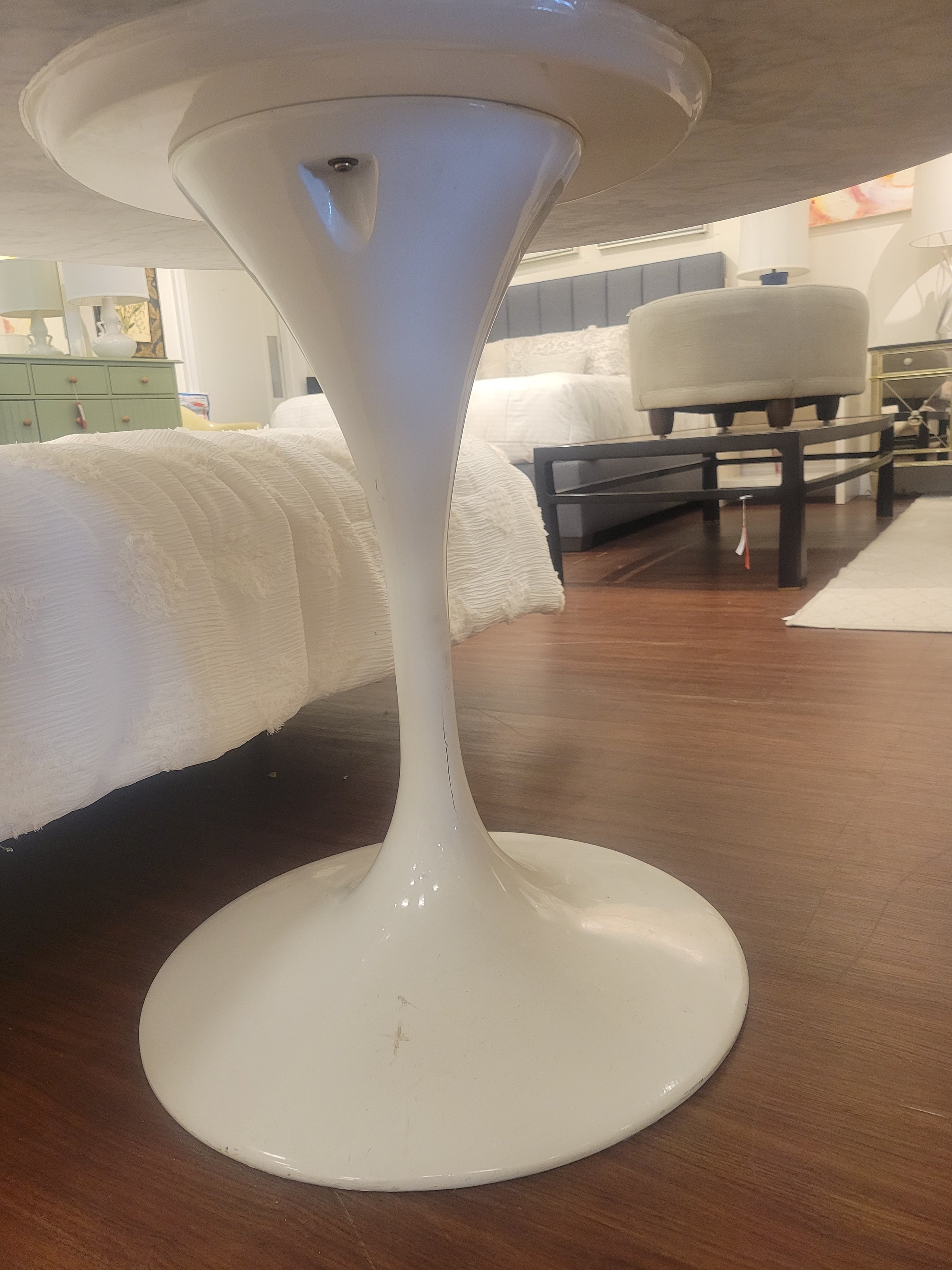 Saarinen Style White Marble Top Dining Table (AS IS)