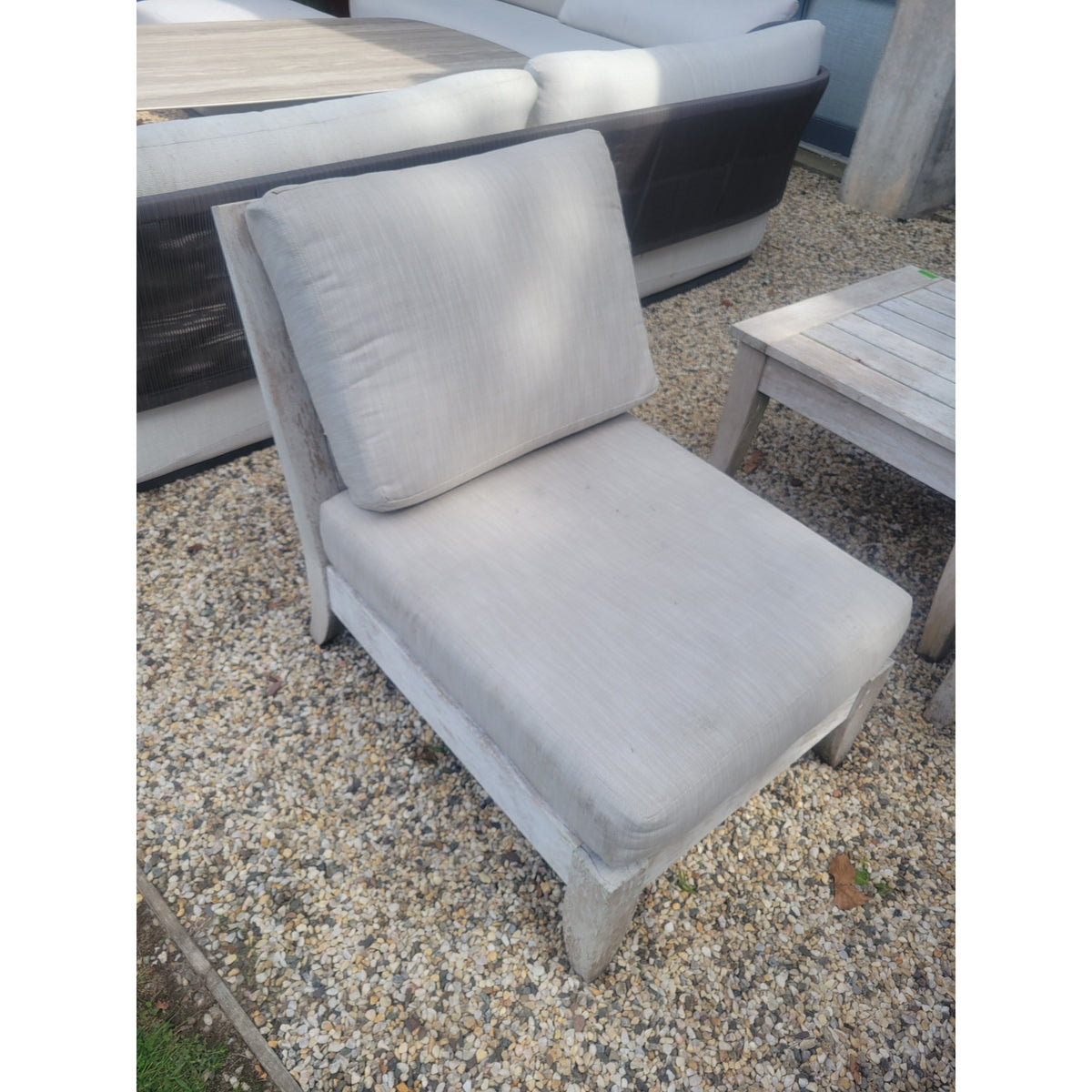 PAIR of 'Santa Barbara' Weathered Teak Armless Chairs by RH