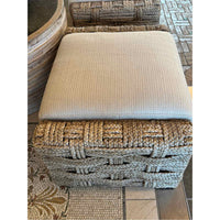 French Woven Rope Ottoman w/ Cushion