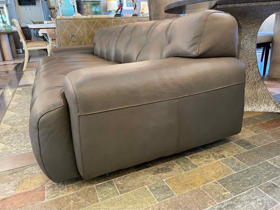 Blogger 3-Seat Tufted Brown Leather Sofa by Tapinassi & Manzoni for Roche Bobois