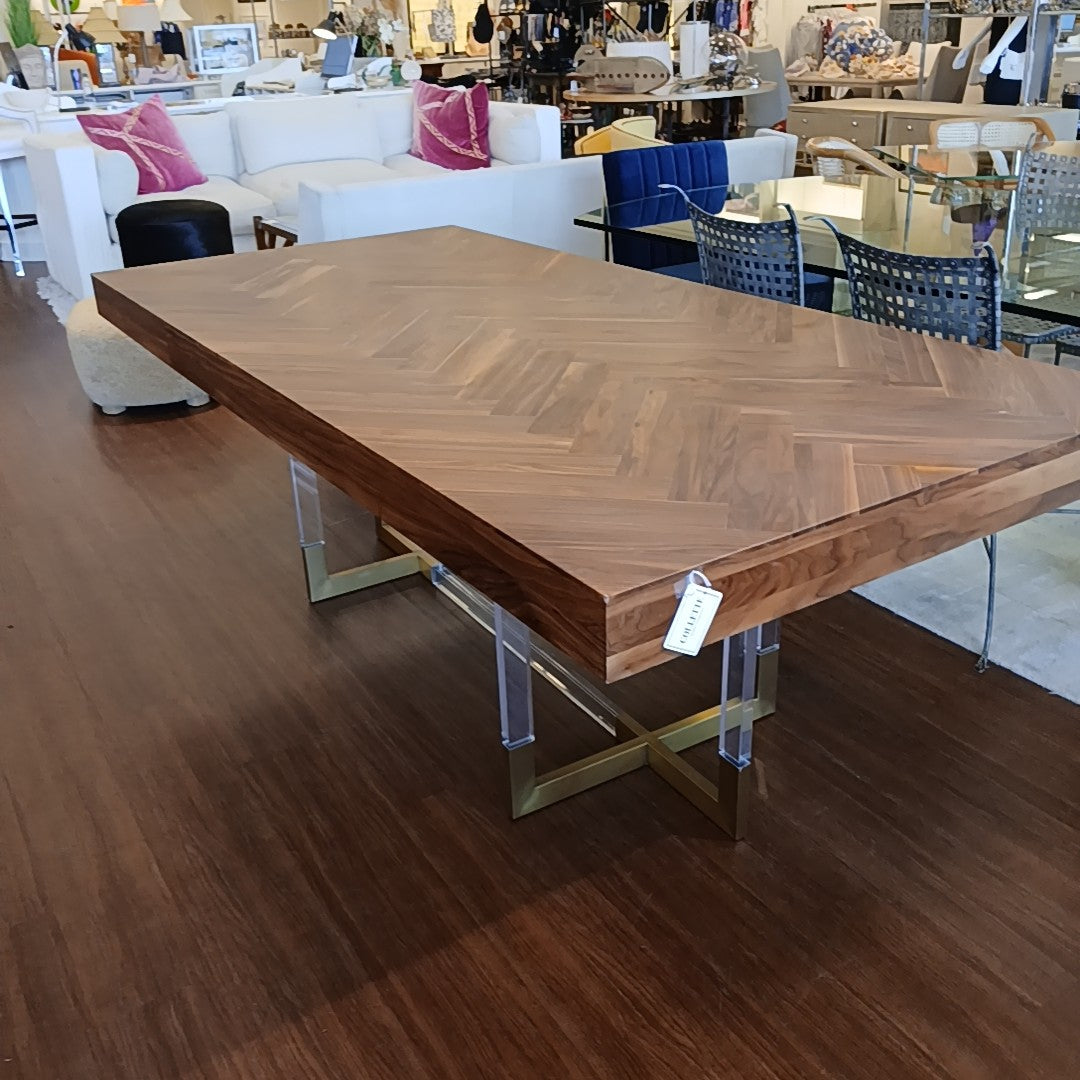 Milan Dining Table w/ Lucite & Brass Base