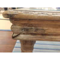 Vintage Indian Window Grate Metal & Wood Coffee Table w/ Glass Top (AS IS)