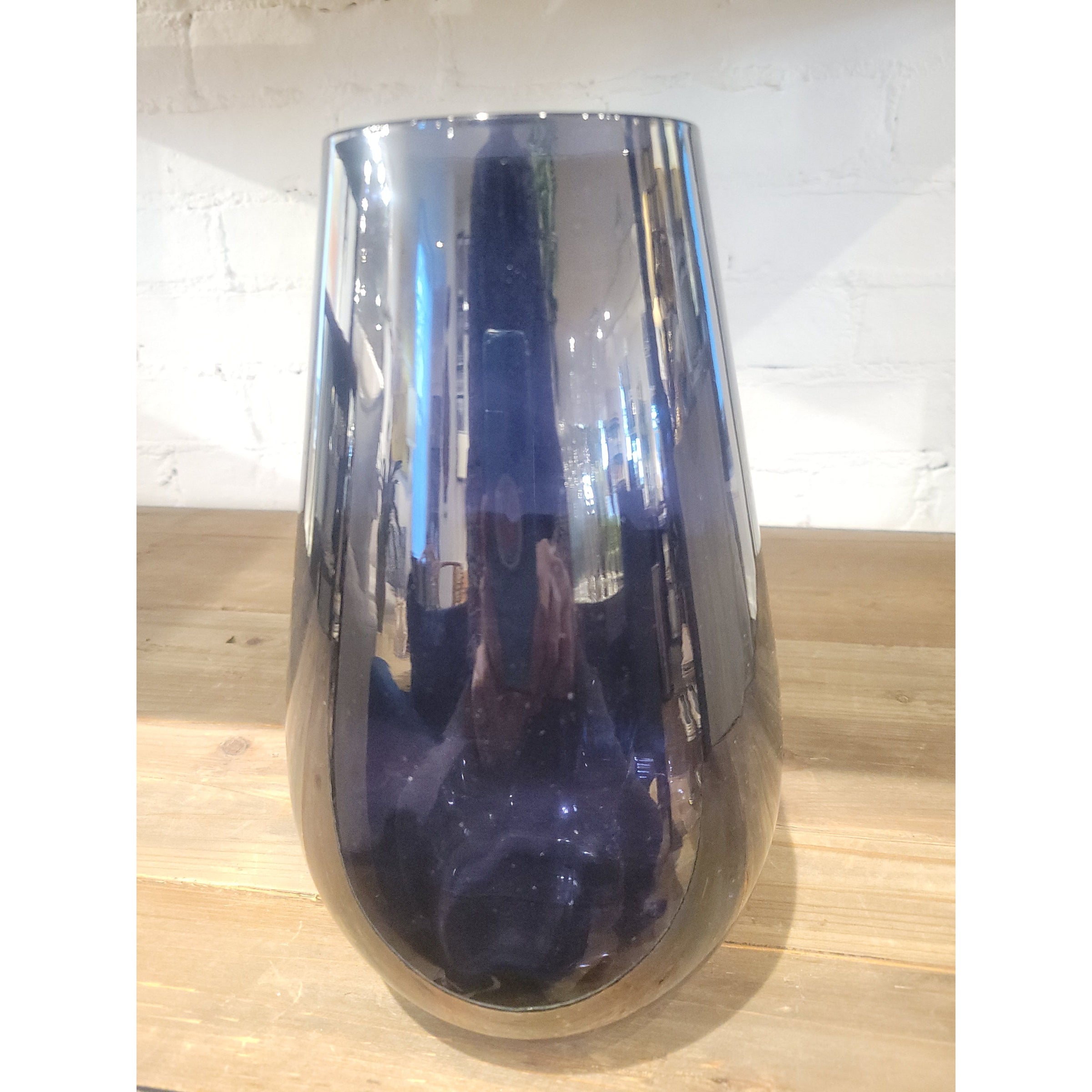 Tall Indigo Glass Vase
