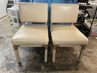 SET of 10 Leather & Brass Dining Chairs by Antoine Proulx for Dennis Miller