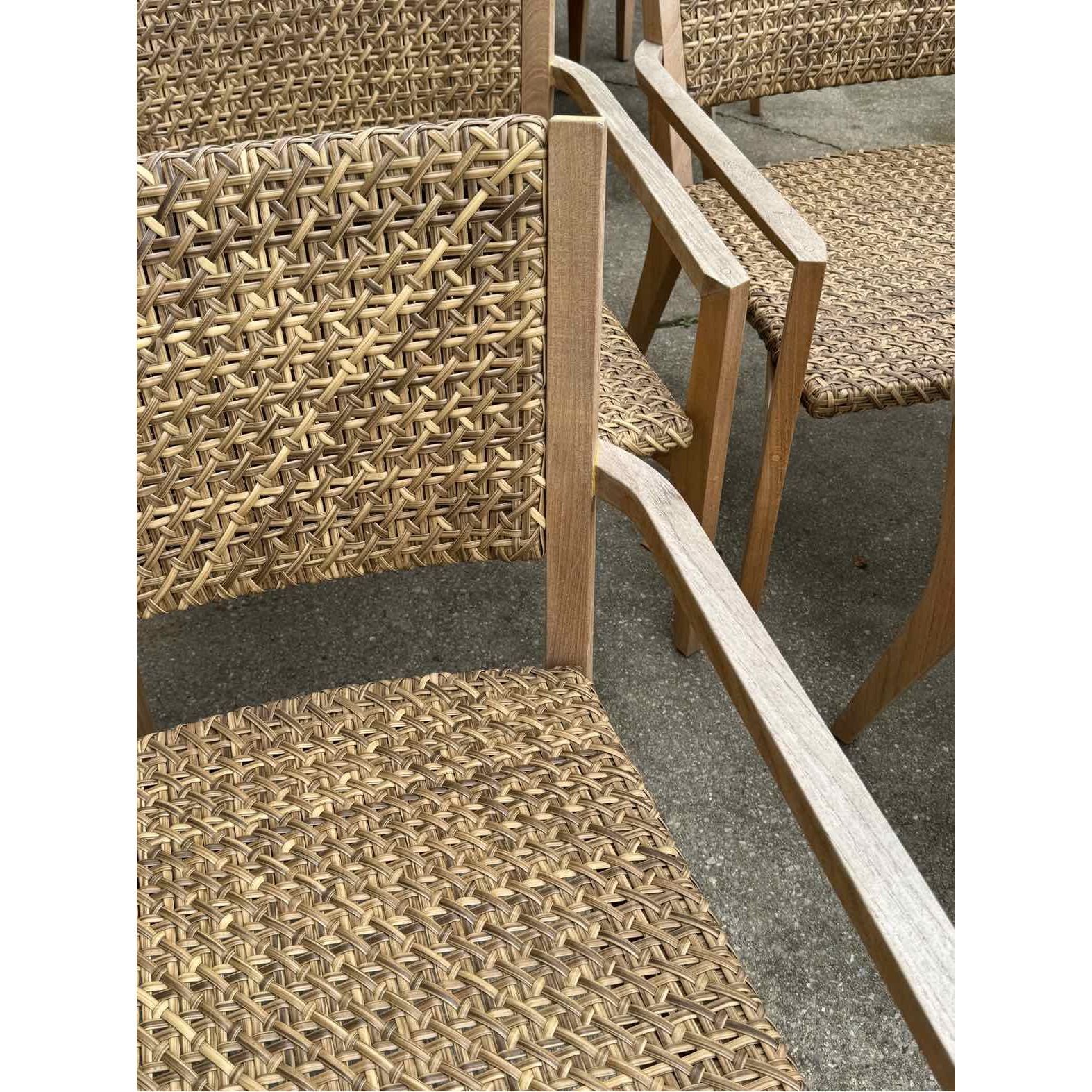 PAIR of 'Majorca' Brown Rattan & Teak Armchairs by Walters Outdoor
