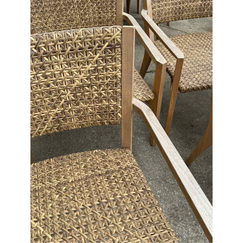 PAIR of 'Majorca' Brown Rattan & Teak Armchairs by Walters Outdoor