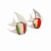 Pair of Red & Green Murano Glass Fish Sculptures