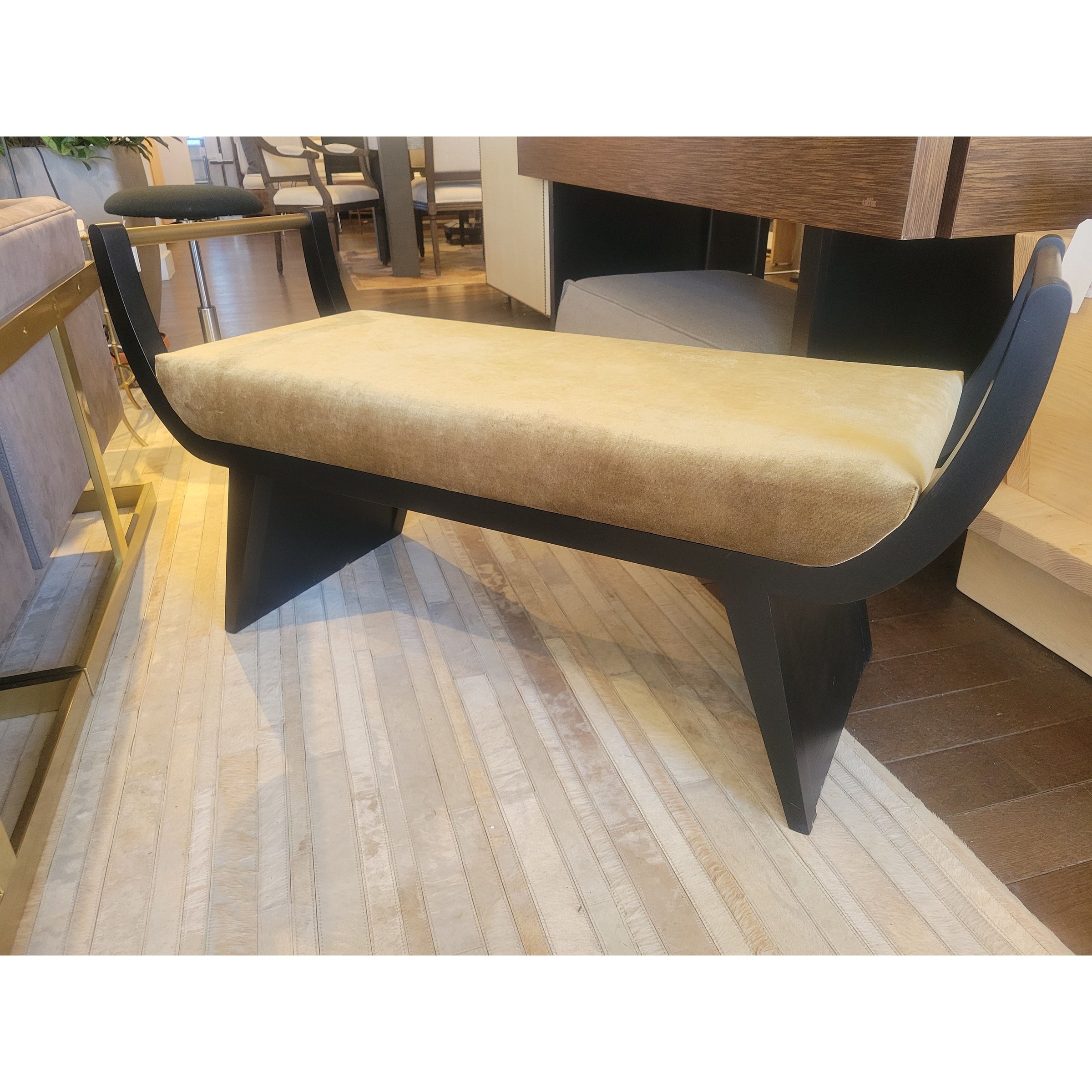 'Winston' Bench w/ Harvest Velvet & Dark Frame by Arteriors - colletteconsignment.com