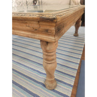 Vintage Indian Window Grate Metal & Wood Coffee Table w/ Glass Top (AS IS)