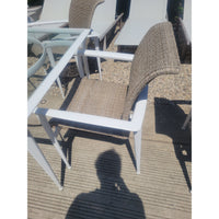 SET of 4 Flight Woven Wicker & Aluminum Dining Chairs by Brown Jordan (AS IS)
