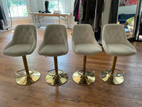 SET of 4 Velvet & Gold Metal Bar Stools by Coolmore (AS IS)