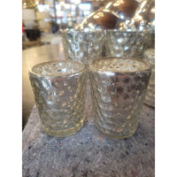 Pair of Small Hexagonal Mercury Glass Candle Holders