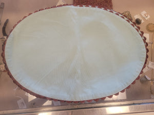 Set of 4 Turquoise Oval Placemats w/ Brown Trim