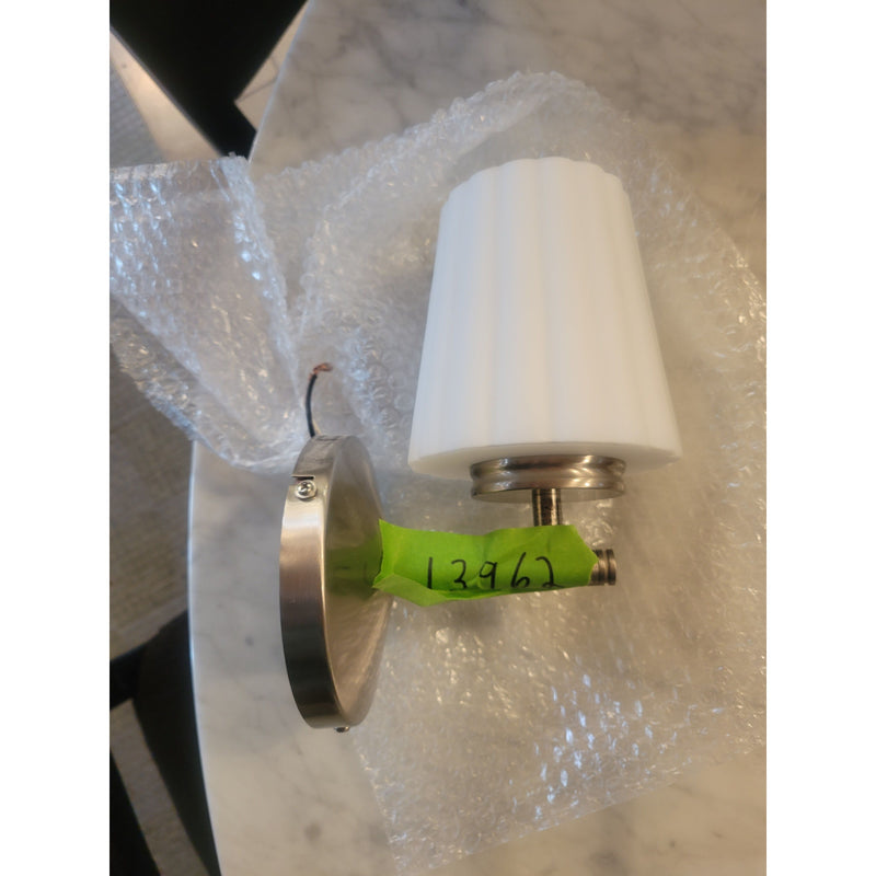 Brushed Metal Wall Sconce w/ Milk Glass Shade