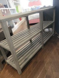 Gray Wood Console Table w/ 2 Shelves