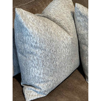 PAIR of Custom Gray & Silver IKAT Square Pillows - colletteconsignment.com