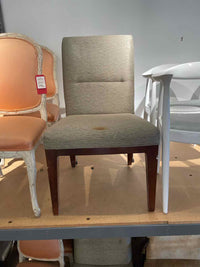 SET of 8 Gray Upholstered Dining Chairs by Bill Sofield for Baker (AS IS)