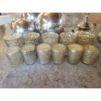 Pair of Small Hexagonal Mercury Glass Candle Holders