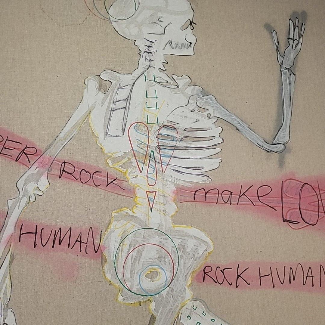 'Super Rock Make Love Human' Painting on Linen by Fabrice Dupre