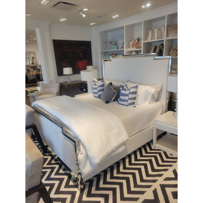 King-Sized 'Criteria' Nickel Upholstered Panel Bed by Bernhardt