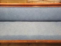 19th C. American Empire Mahogany Scroll-Arm Sofa w/ Blue Upholstery
