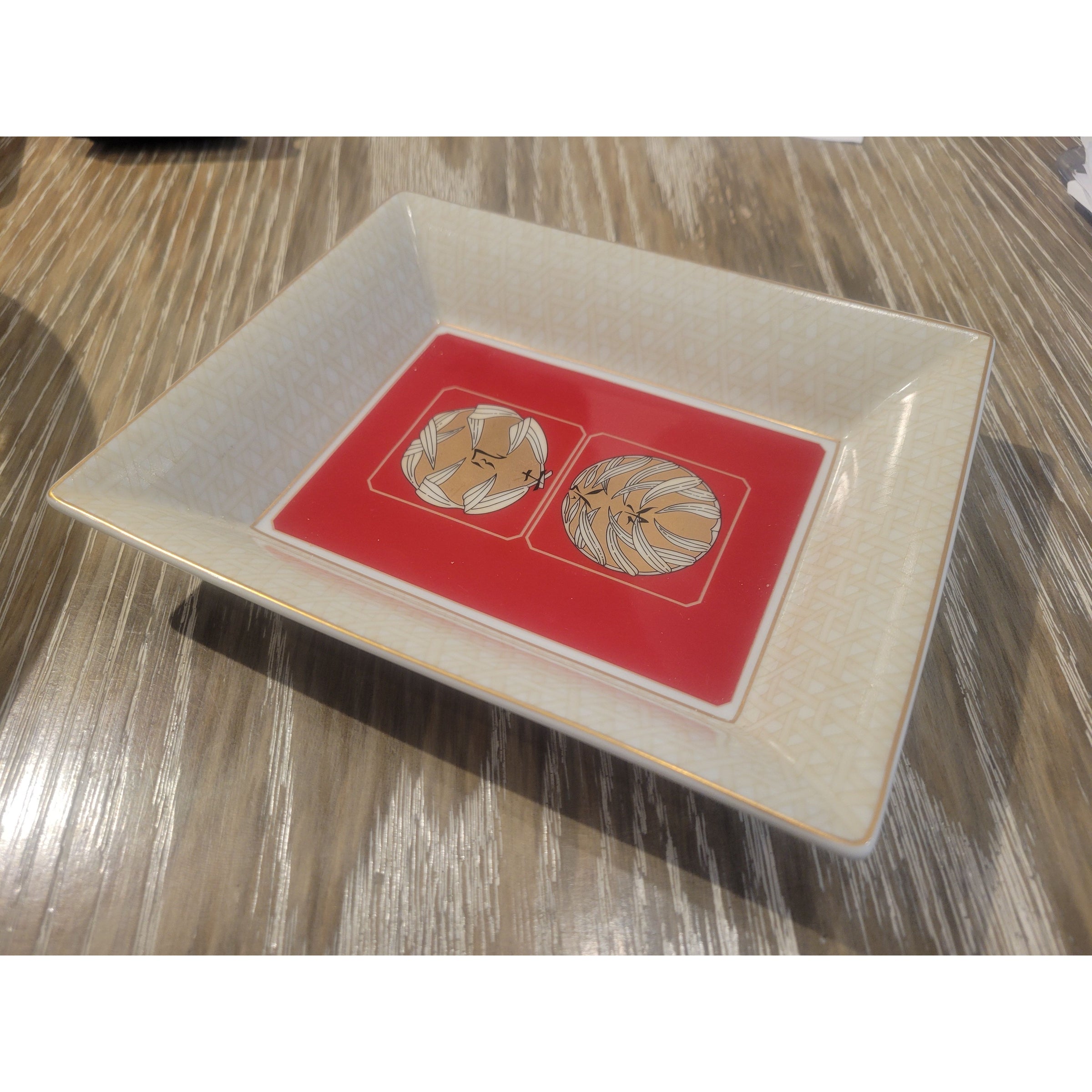 Palanquin Porcelain Trinket Tray w/ Gilded Gold Trim by Christofle