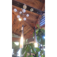 PAIR of Gray Glass Pendant Lights - colletteconsignment.com
