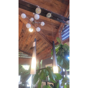 PAIR of Gray Glass Pendant Lights