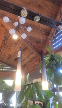 PAIR of Gray Glass Pendant Lights