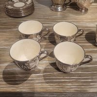 18-Pc Silver Luster & Porcelain Tea or Coffee Set w/ White Grape Design - AS IS