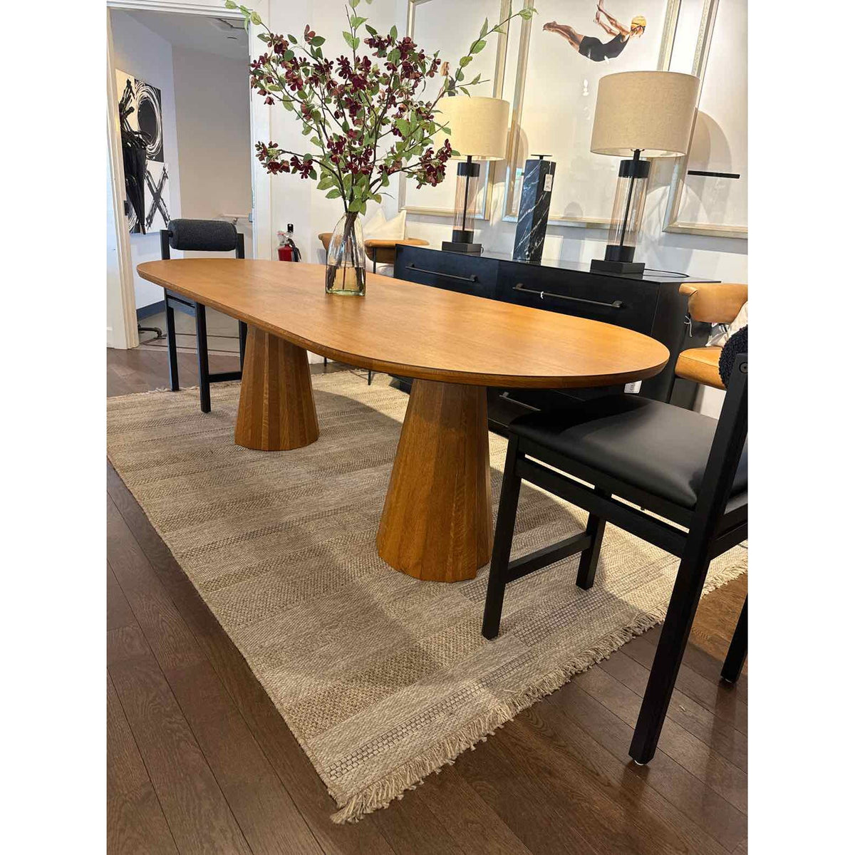 Custom Oval Dining Table in Golden Oiled Oak 96"Lx42"Wx30"H