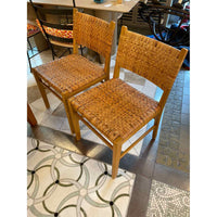 SET of 10 Oak and Rattan Weave Dining Chairs