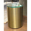 Brass Cylinder Side Table w/ Glass Top
