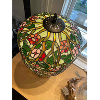 Bronze Table Lamp w/ Tiffany Style Floral Stained Glass Shade