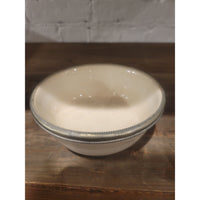 PAIR of White Ceramic Bowls w/ Metal Trim