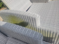PAIR of Gray Wicker & Teak Westport Chaise Lounge by Kingsley Bate (AS IS)