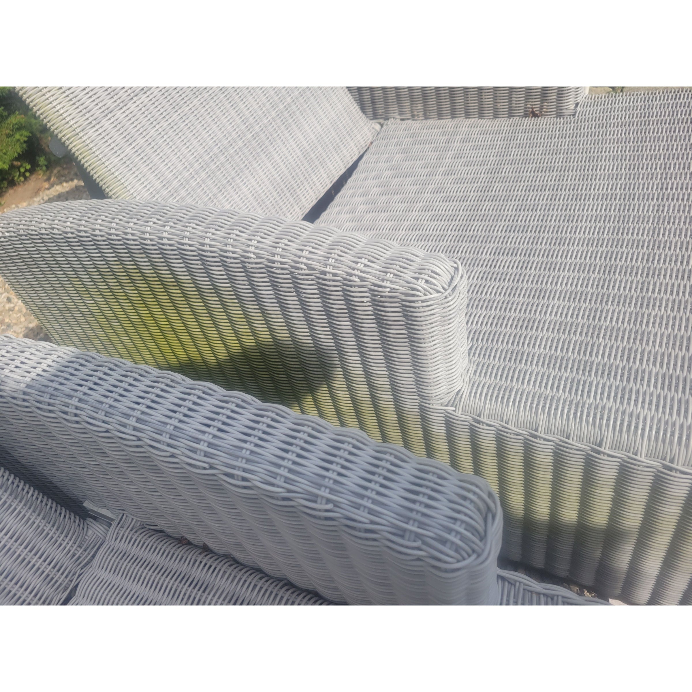 PAIR of Gray Wicker & Teak Westport Chaise Lounge by Kingsley Bate (AS IS)