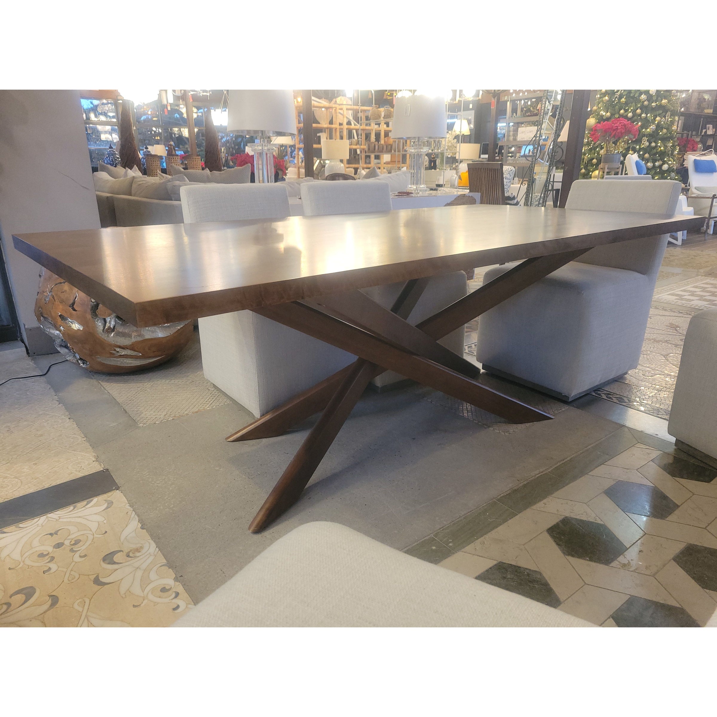 7-ft Dark Wood 'Roots' Dining Table w/ Crossed Legs by Bermex Canada - AS IS