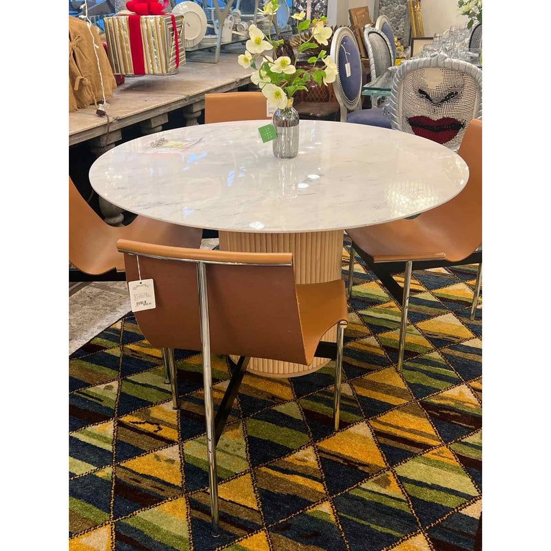 Athena 4-ft Round Dining Table w/ Marble Top by ROVE - colletteconsignment.com