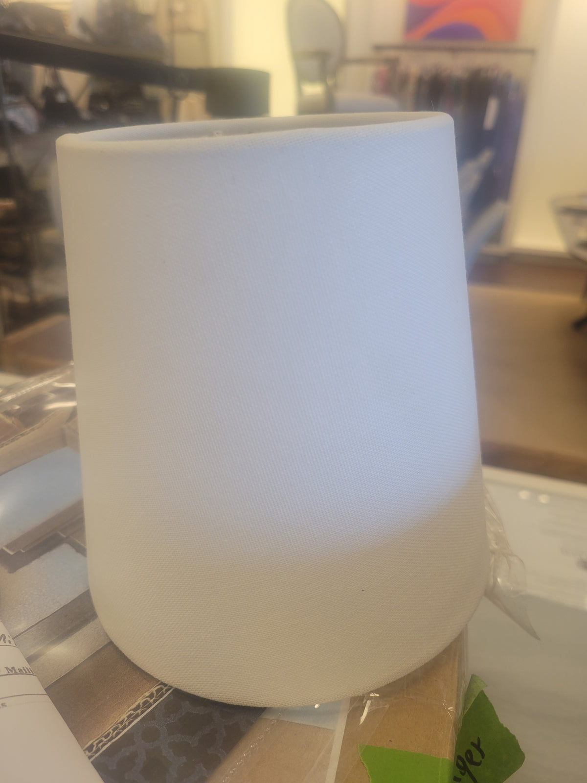 PAIR of Square Tube Nickel Sconces w/ White Linen Shades by VC (AS IS)