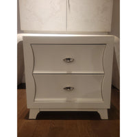 PAIR of Contemporary White Wood Dovetailed 2-Drawer Nightstands