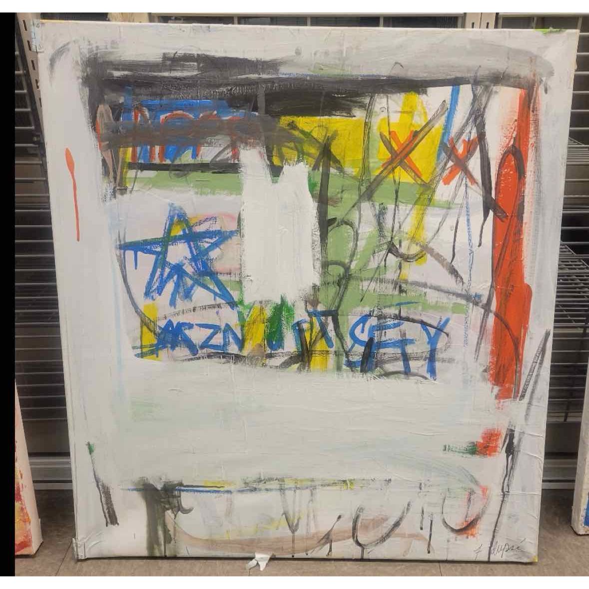 Fabrice Dupre Abstract Painting w/ Hinges