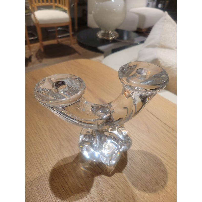 DAUM France Crystal 2-Arm Candle Holder